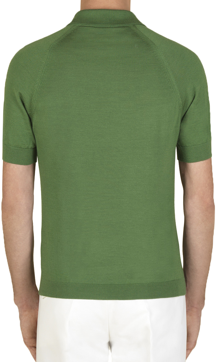 Gucci Men's Green Cashmere and Silk Rib Polo Shirt L