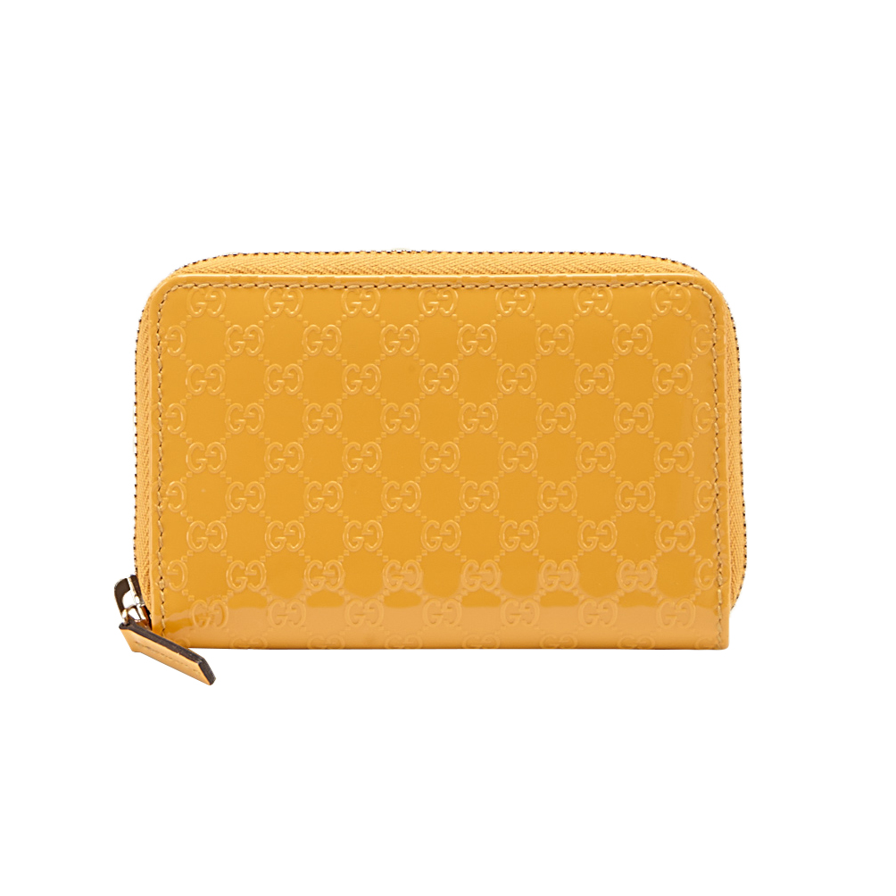 Gucci Yellow Micro Guccissima Leather Zip Card Case