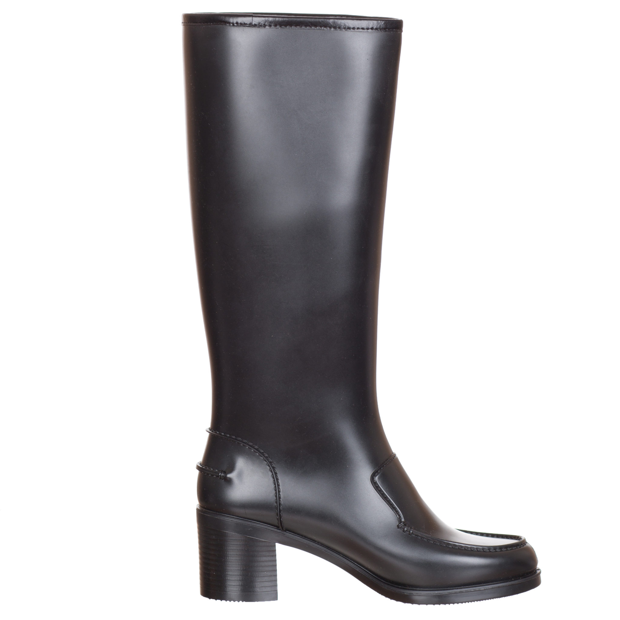 Salvatore Ferragamo Women's Black Knee High Rubber Rain Boots