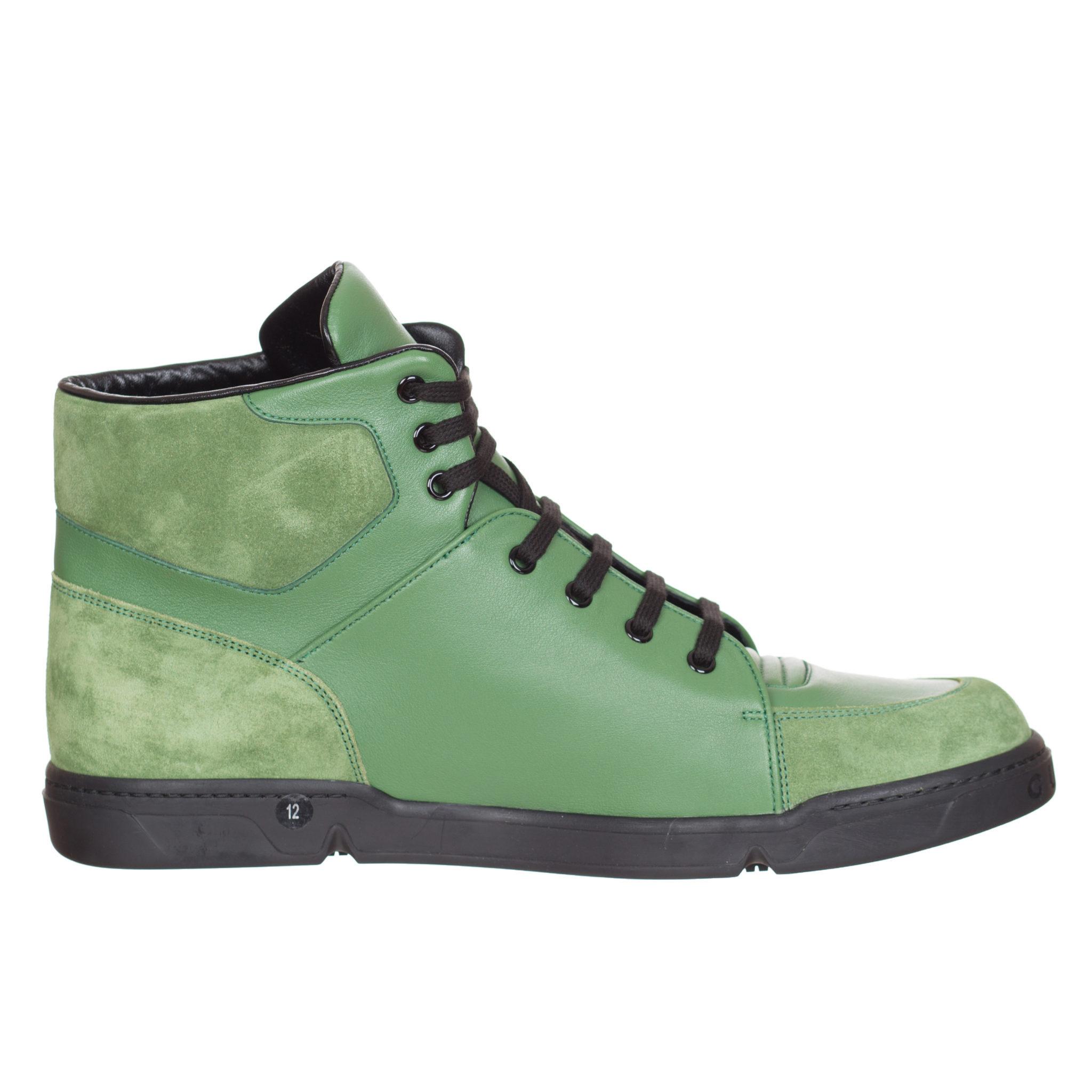 Gucci Men�s Green Leather Suede High Top Interlocking G