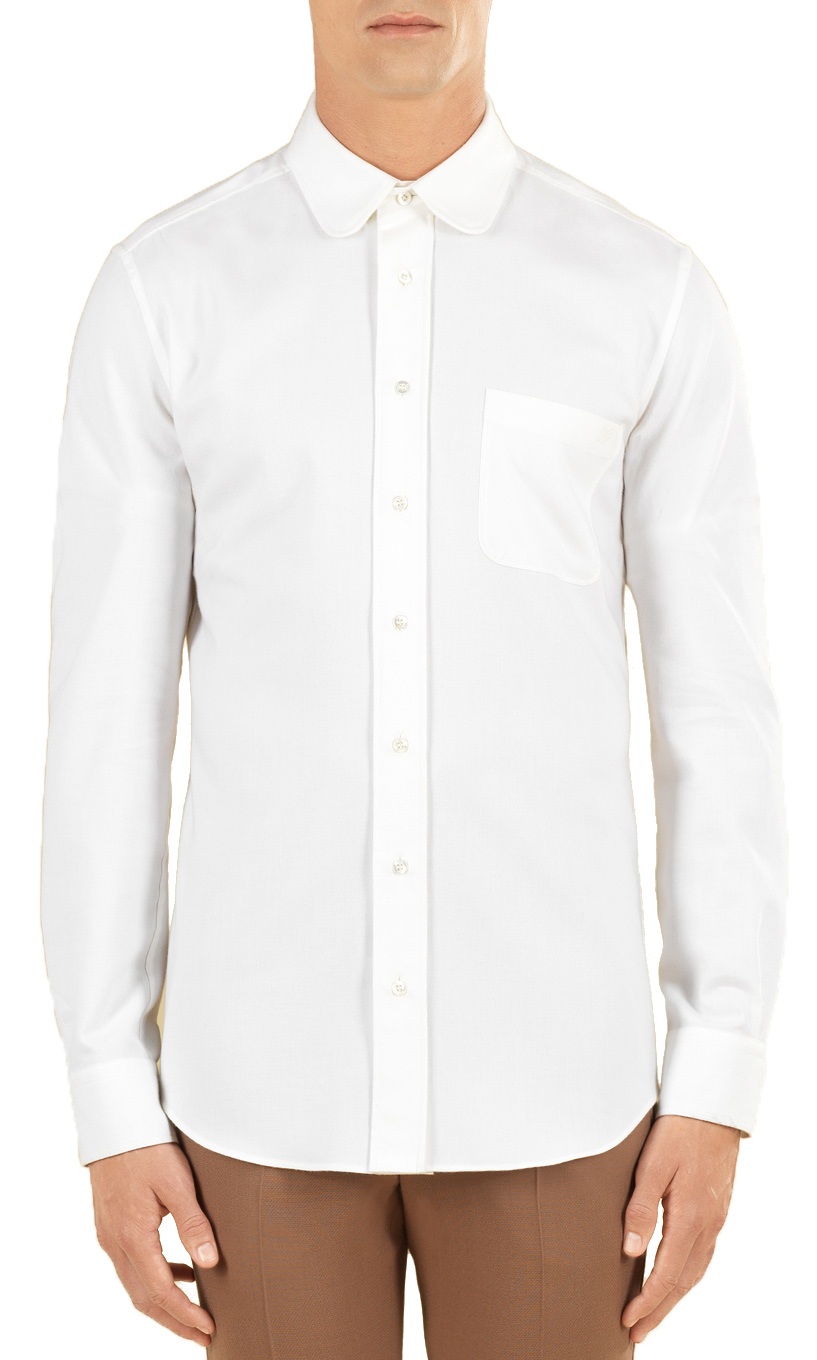 Gucci Men's White Cotton Cashmere Button Down Dress Shirt