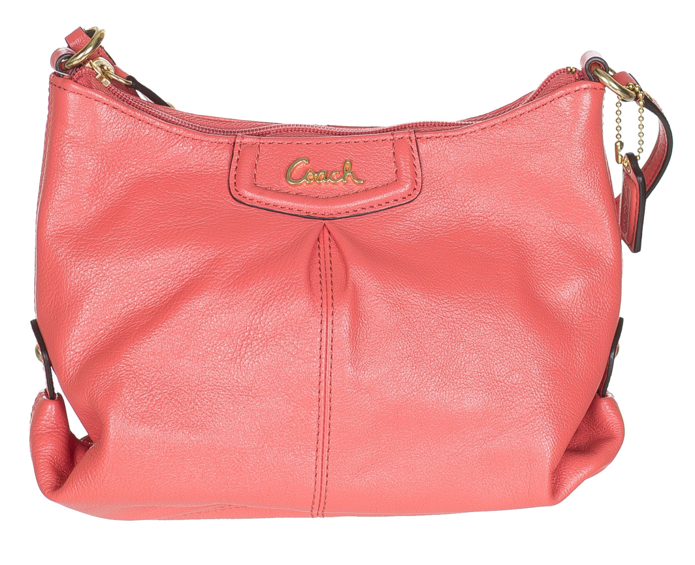Coach Women's Pink Leather Top Zip Closure Shoulder Hobo Bag