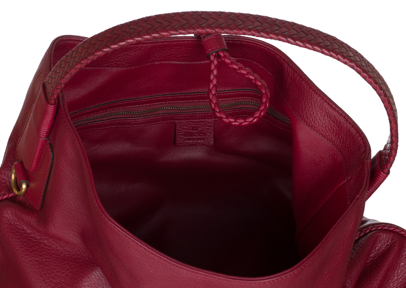 Gucci Raspberry Leather Hip Bamboo Medium Tote Bag