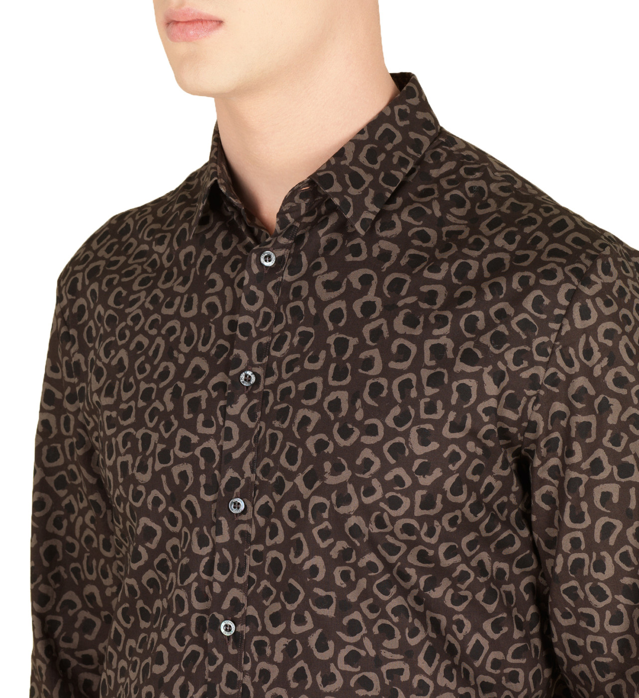 Gucci Men's Leopard Print Slim Fit Botton Down Dress Shirt