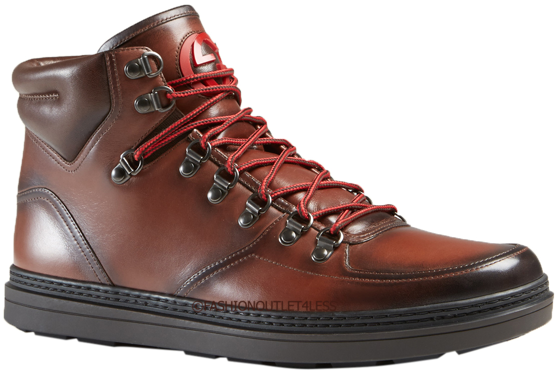 Gucci Men\u0027s Brown Leather GG High Top Trekking Boots Sneakers Shoes