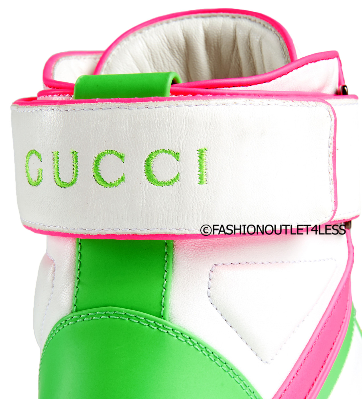 Gucci Men's Neon Leather High Top Sneakers Shoes