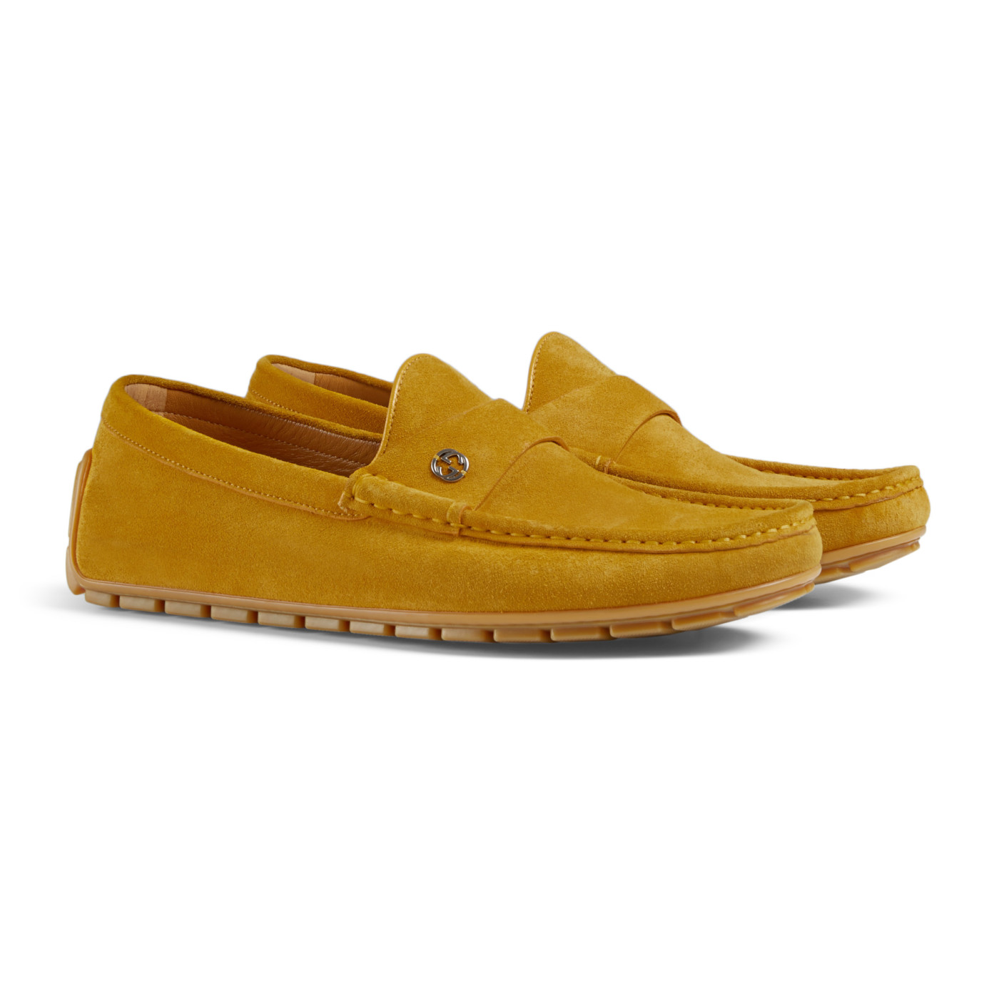 Gucci Men�s Full Bottom Yellow Suede Driver Moccasin