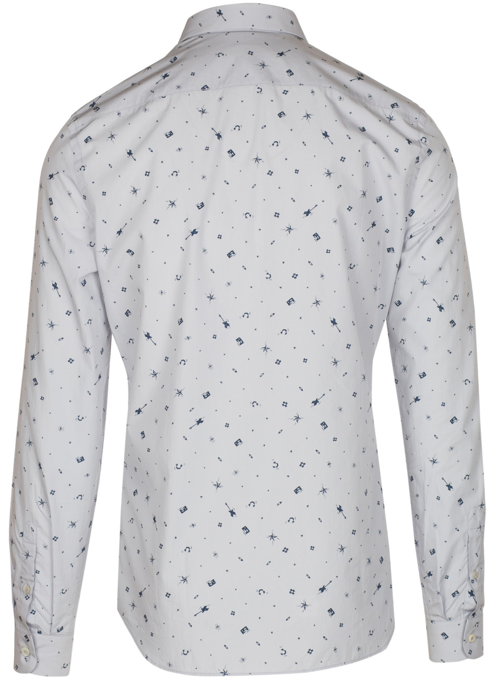 Prada Men's Grey Cotton Popeline Punk Printed Dress Shirt