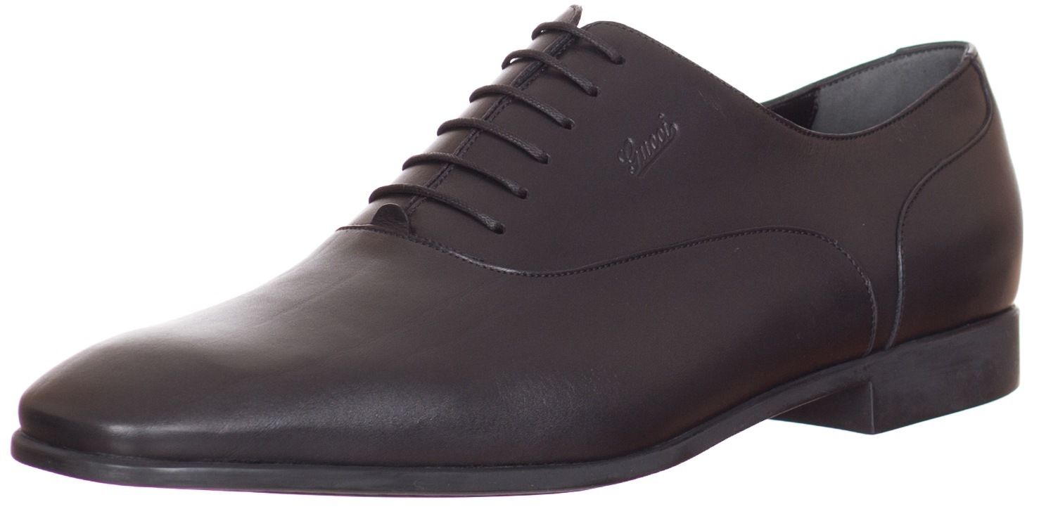 595 Gucci Black Leather Lace Up Oxford Dress Shoes US 6.5