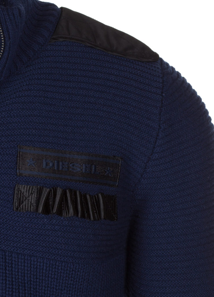 Diesel Men's Blue Wool Blend 'KNoto' Military Inspired Ribbed Zip