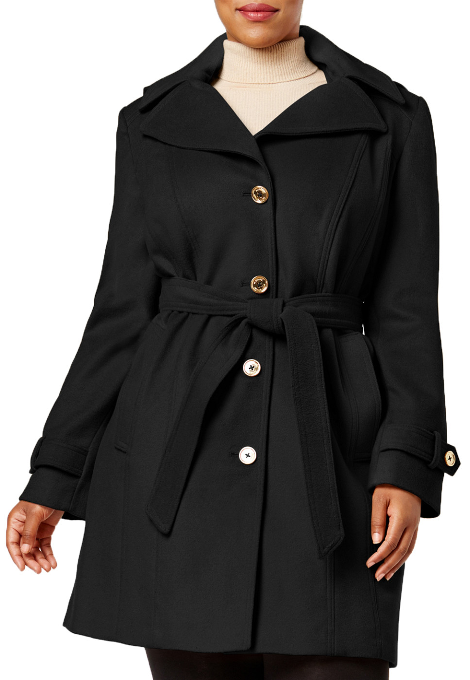 michael kors women's black wool coat