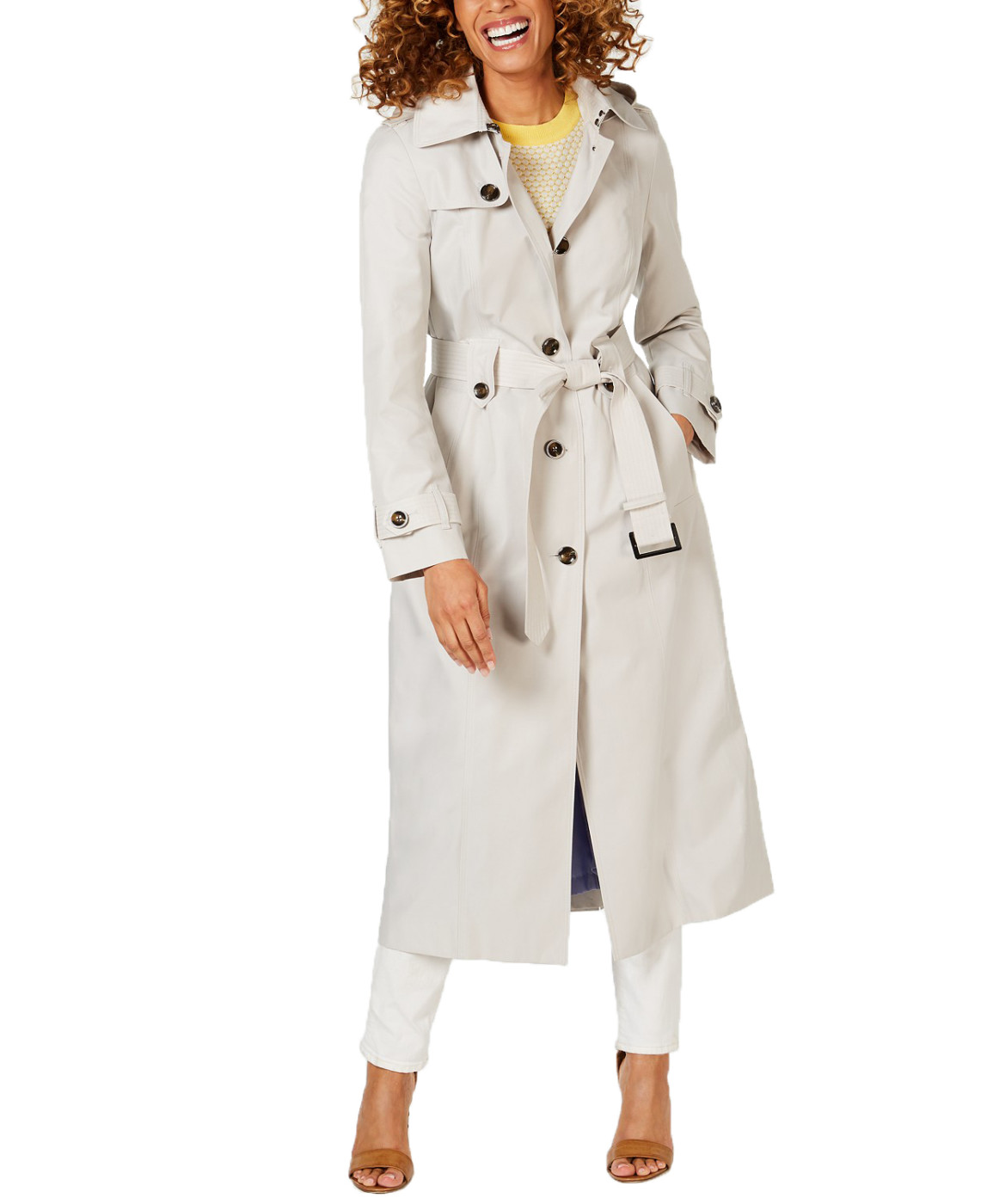 London Fog Petite WaterRepellent Hooded Trench Coat