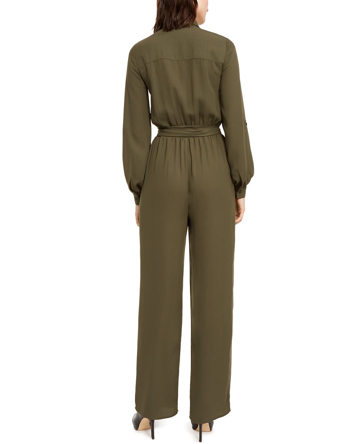 MICHAEL Michael Kors Women's Green Belted Utility Jumpsuit