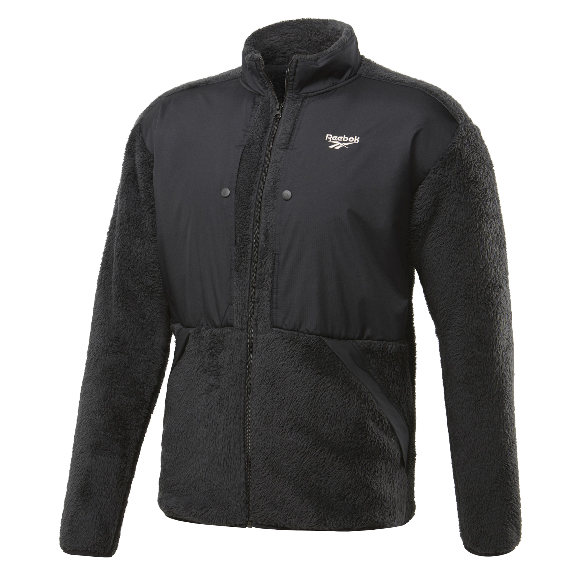 Reebok Men's Black CLF Mixed Media Trail Fleece Jacket