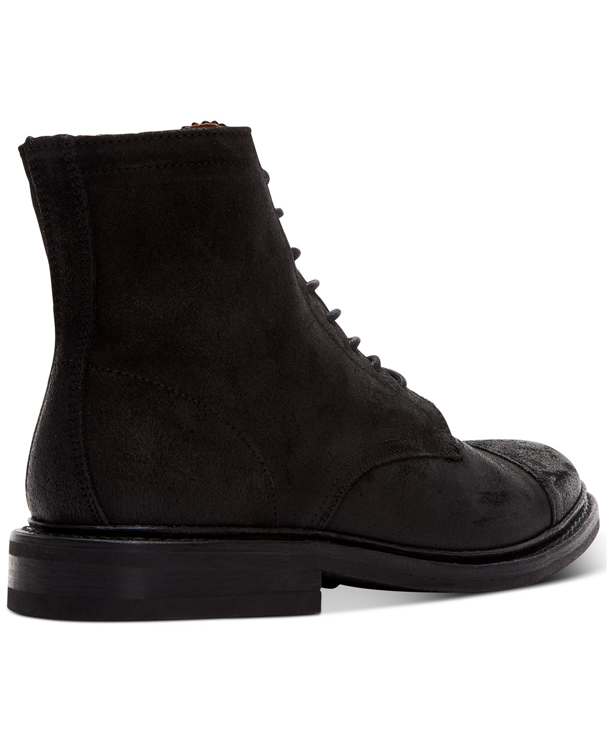 Frye Men's Black Suede Cap Toe Lace Up Boots