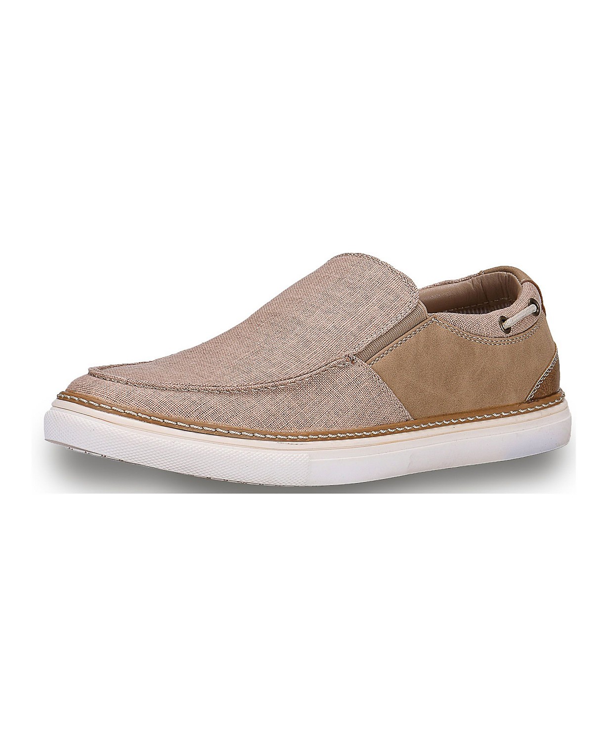 Gallery Seven Men's Brown Canvas Slip On Boat Shoes