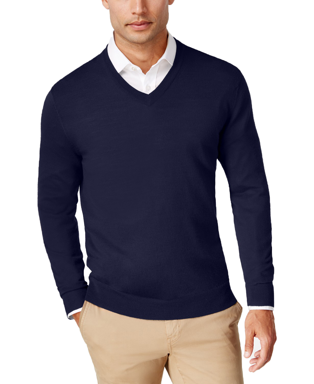 Mens navy blue v neck sweater Clearance
